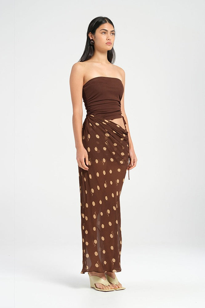 Polka Dot Strapless Bodycon Maxi Dress