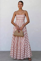 Striped High-Waist Cami Boho Dress
