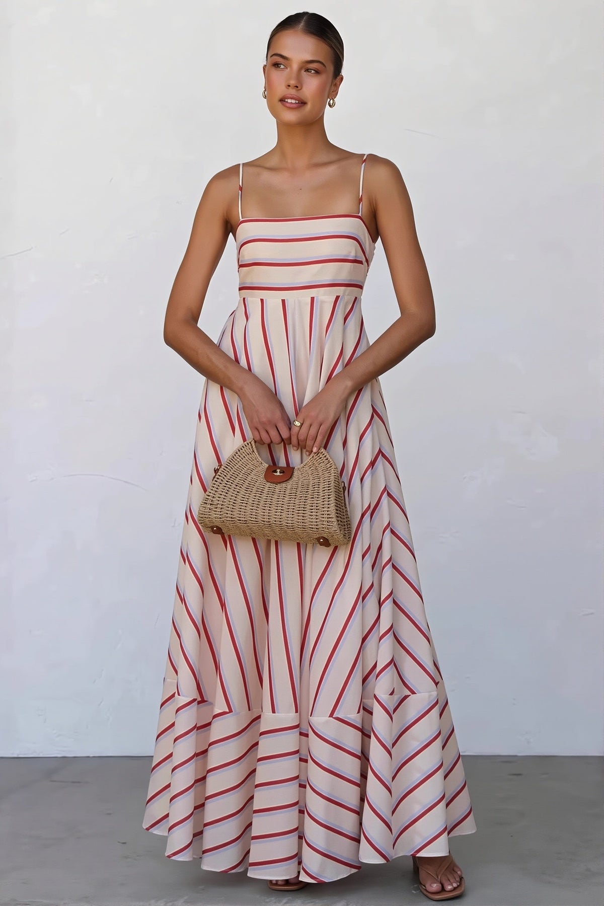 Striped High-Waist Cami Boho Dress
