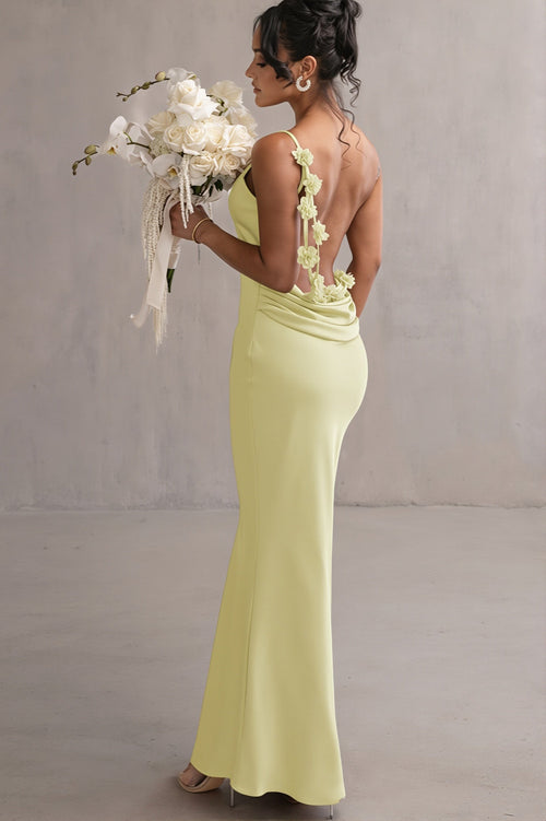 3D-Flower Cami Open-Back Maxi Dress