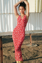 Floral Deep-V Vacation Maxi Dress