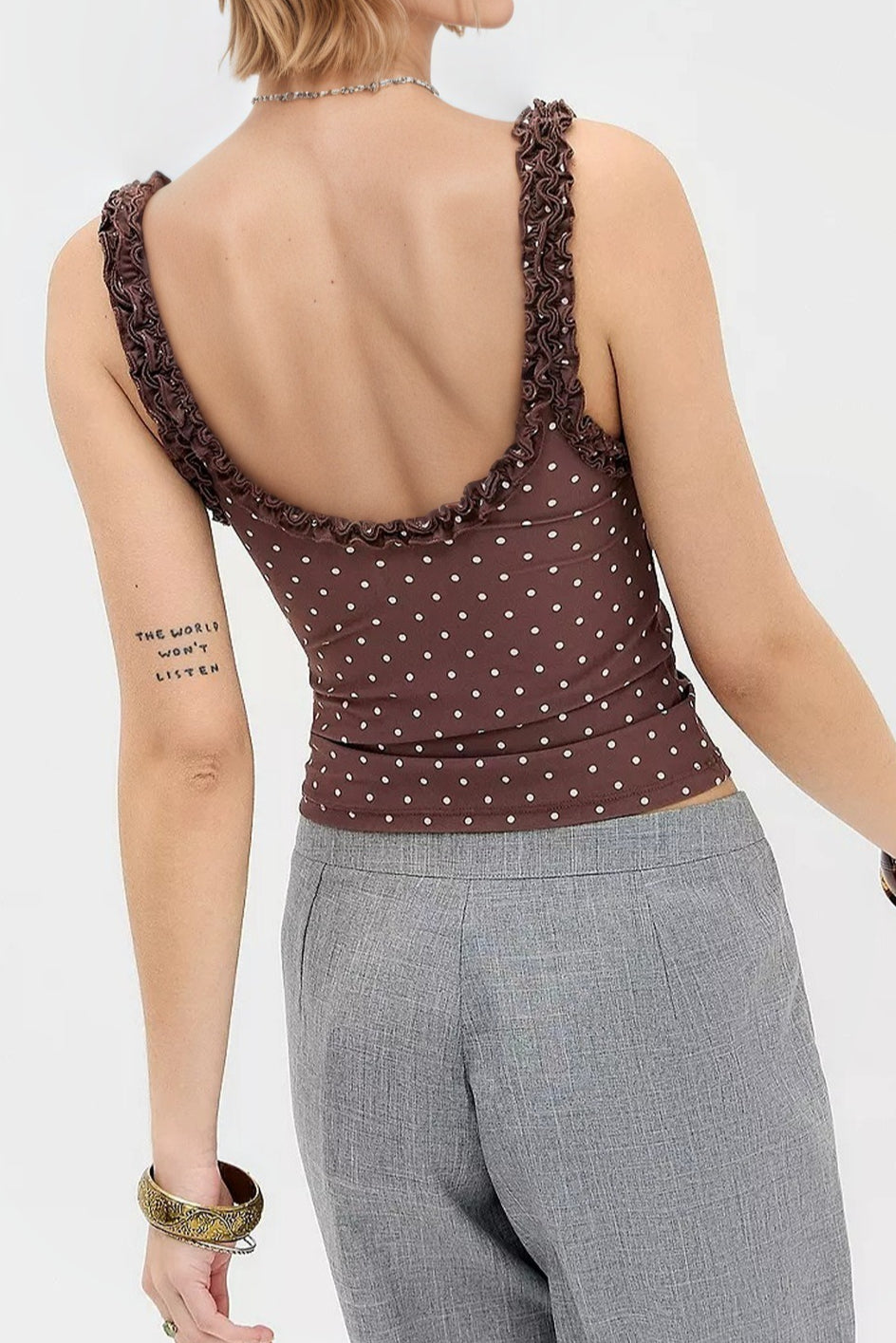 Polka Dot Ruffle Cami Top