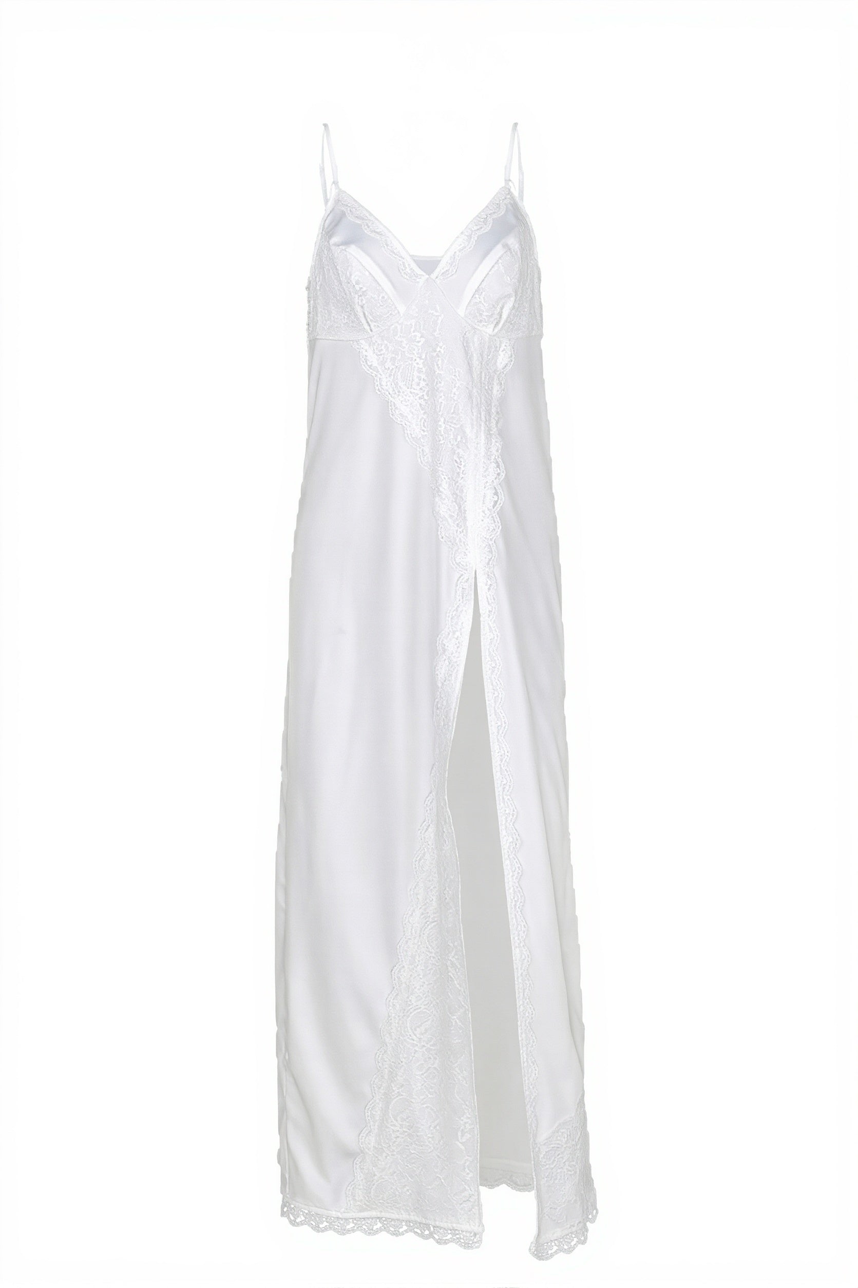 Satin Lace-Trim Cami Slip Maxi Dress