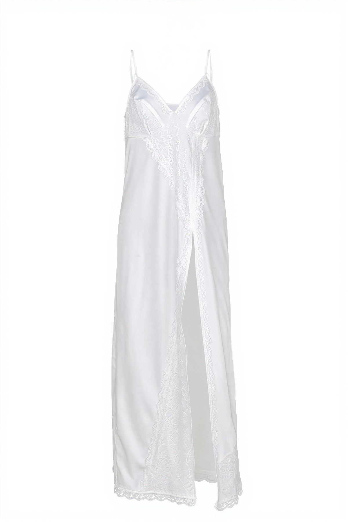 Satin Lace-Trim Cami Slip Maxi Dress