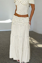 Polka Dot Strapless Bow Maxi Skirt Set