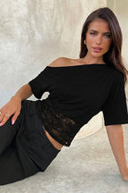 Off-Shoulder Lace Crop Top