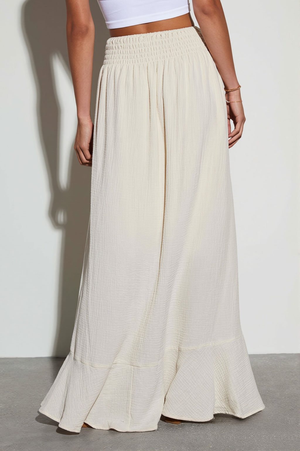 Solid Tie-Waist Casual Skirt