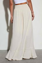 Solid Tie-Waist Casual Skirt