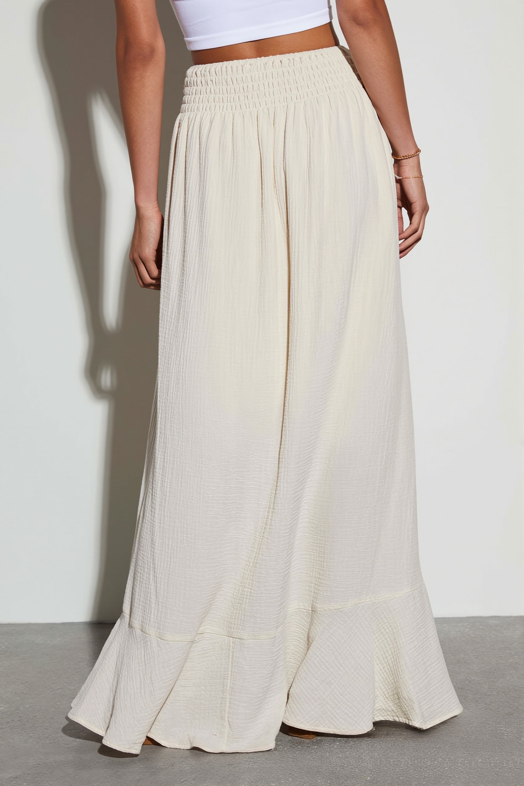 Solid Tie-Waist Casual Skirt