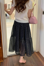 Floral Drawstring Flowy Skirt