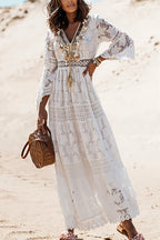 Tassel Lace-Splice Boho Dress