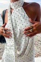 Polka Dot Halter High-Waist Mini Dress