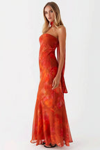 Floral Tie Fishtail Maxi Dress