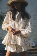 Floral Puff-Sleeve Two-Piece Set