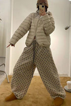 Polka Dot Fleece Drawcord Pants