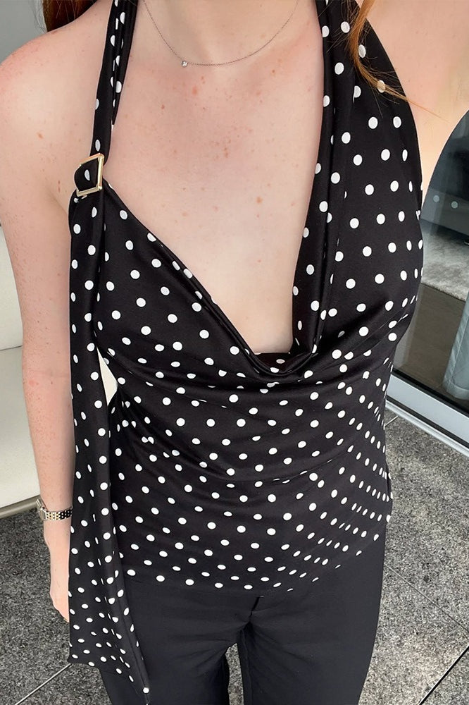 Polka Dot V-Neck Cami Blouse