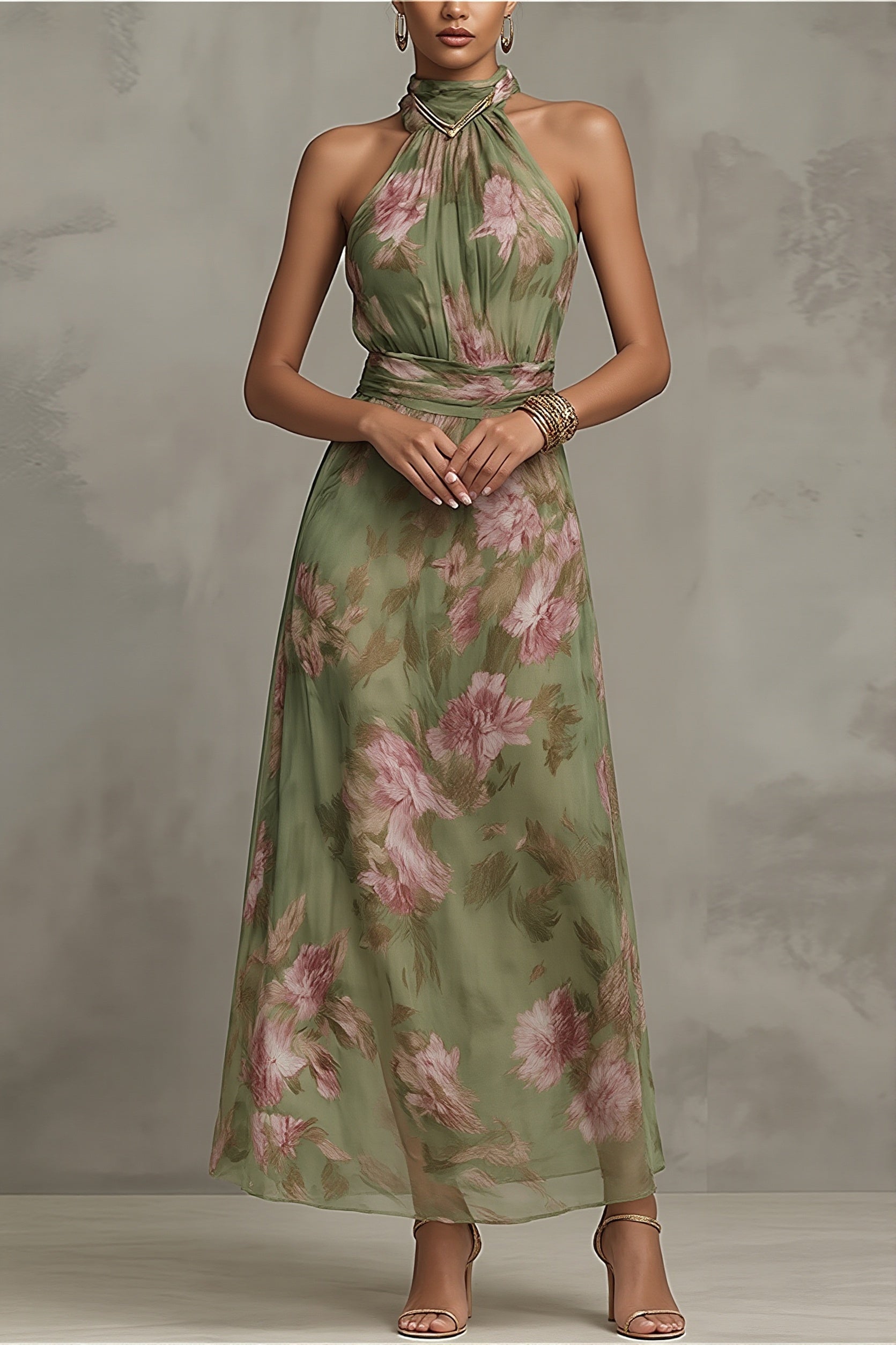 Floral Halter Maxi Dress