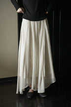 Draped Polka Dot Maxi Skirt
