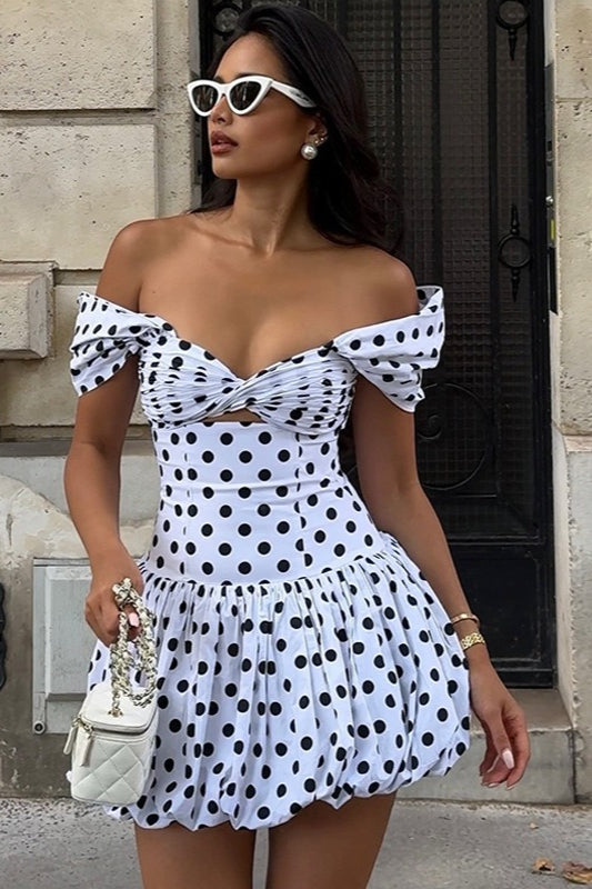 Polka Dot Cutout Mini Dress