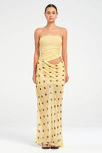 Polka Dot Strapless Patchwork Maxi Dress