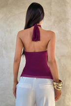 Solid Ruffle Halter Top