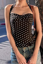 Retro Polka Dot Halter Cami Blouse