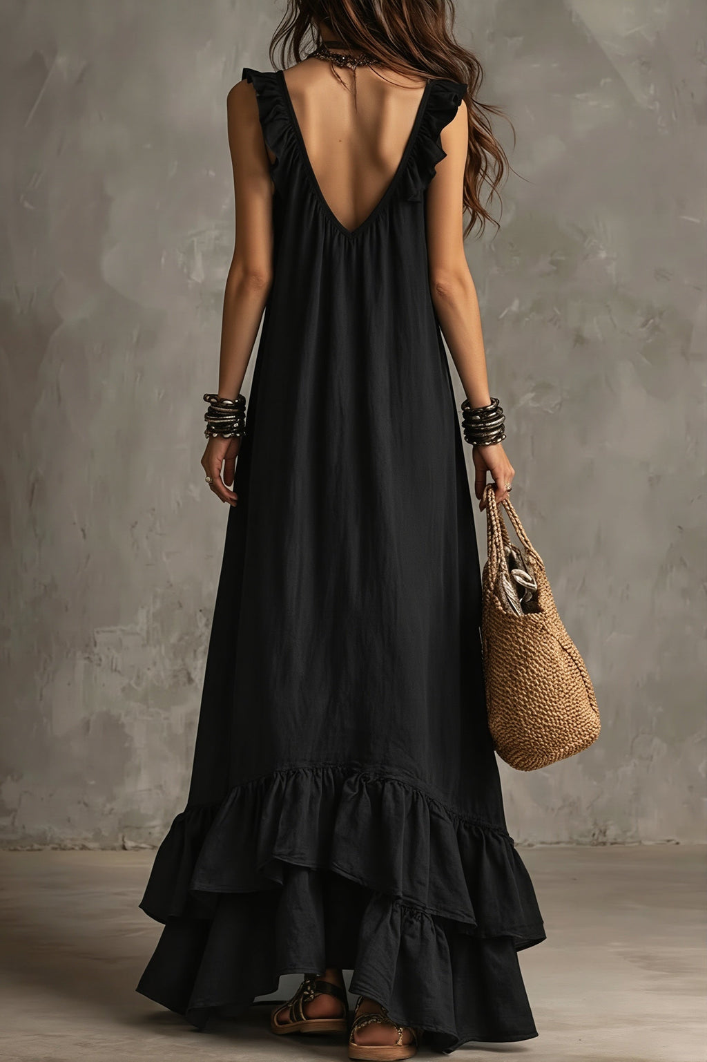 Ruffle Sleeveless Boho Dress