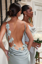 Satin Cami Backless Prom Dress