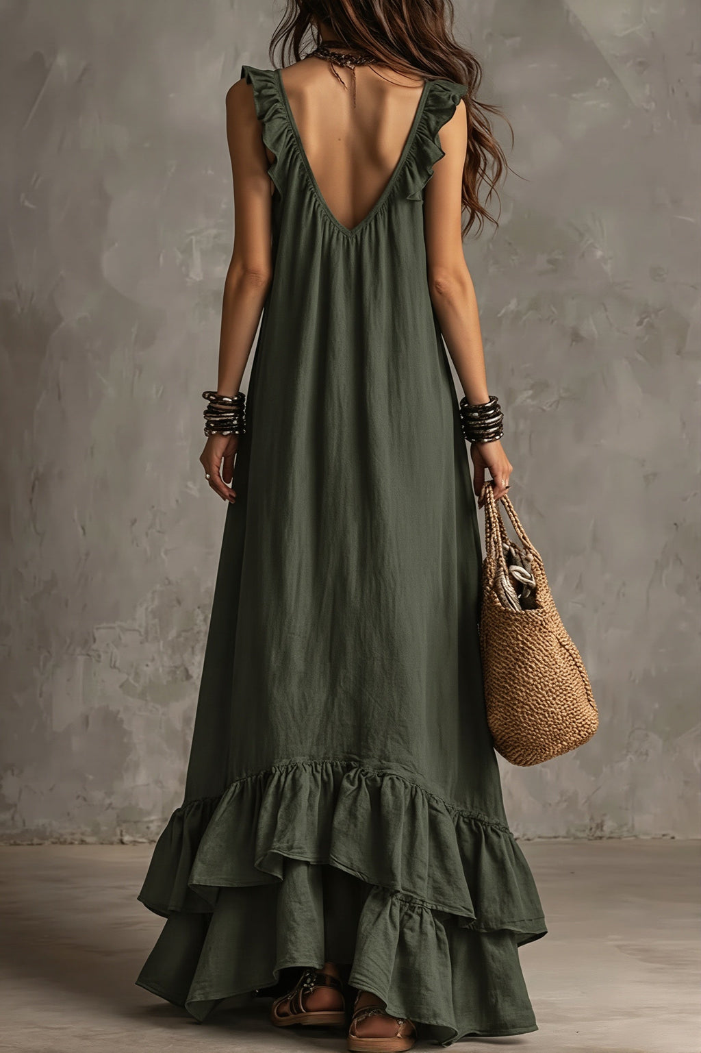 Ruffle Sleeveless Boho Dress