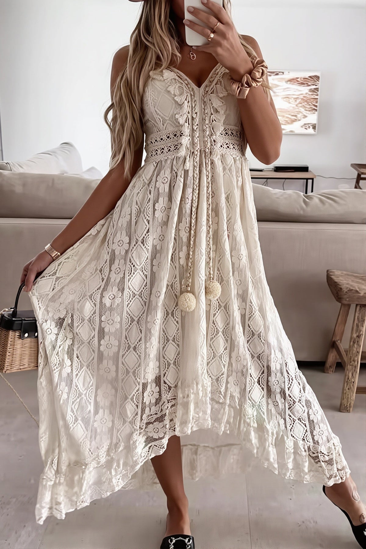 Lace Cami Swing Boho Dress