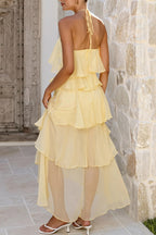 Tiered Ruffle Chiffon Maxi Dress