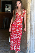 Floral Deep-V Vacation Maxi Dress