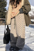 Polka Dot Fleece Drawcord Pants