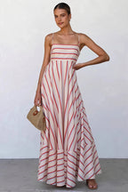 Striped High-Waist Cami Boho Dress