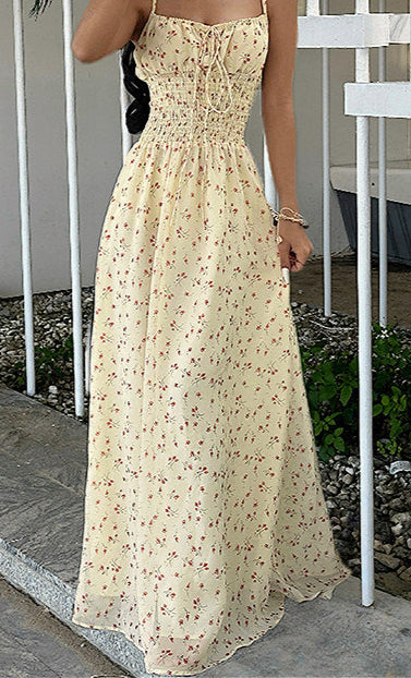 Floral Smocked A-Line Maxi Dress
