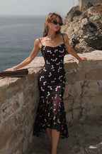 Floral Spaghetti-Strap Mermaid Maxi Dress