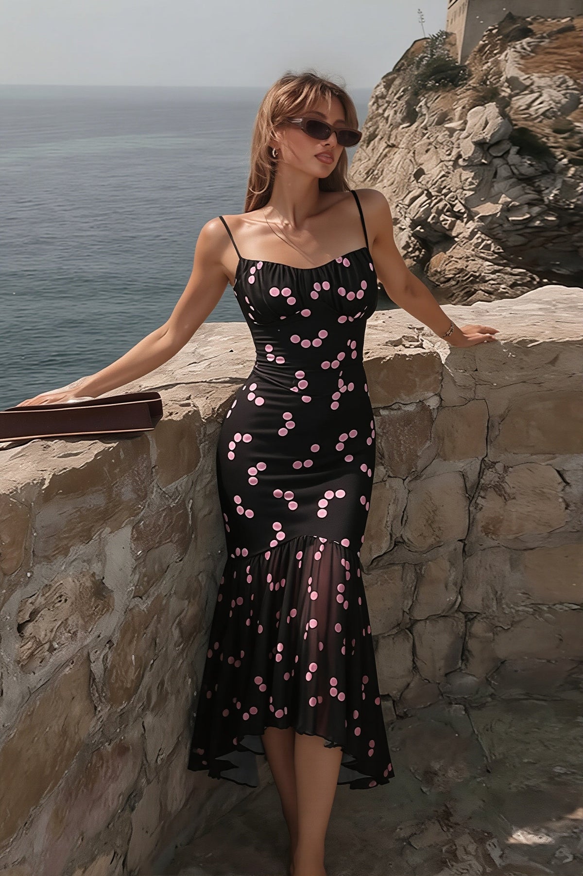Floral Spaghetti-Strap Mermaid Maxi Dress