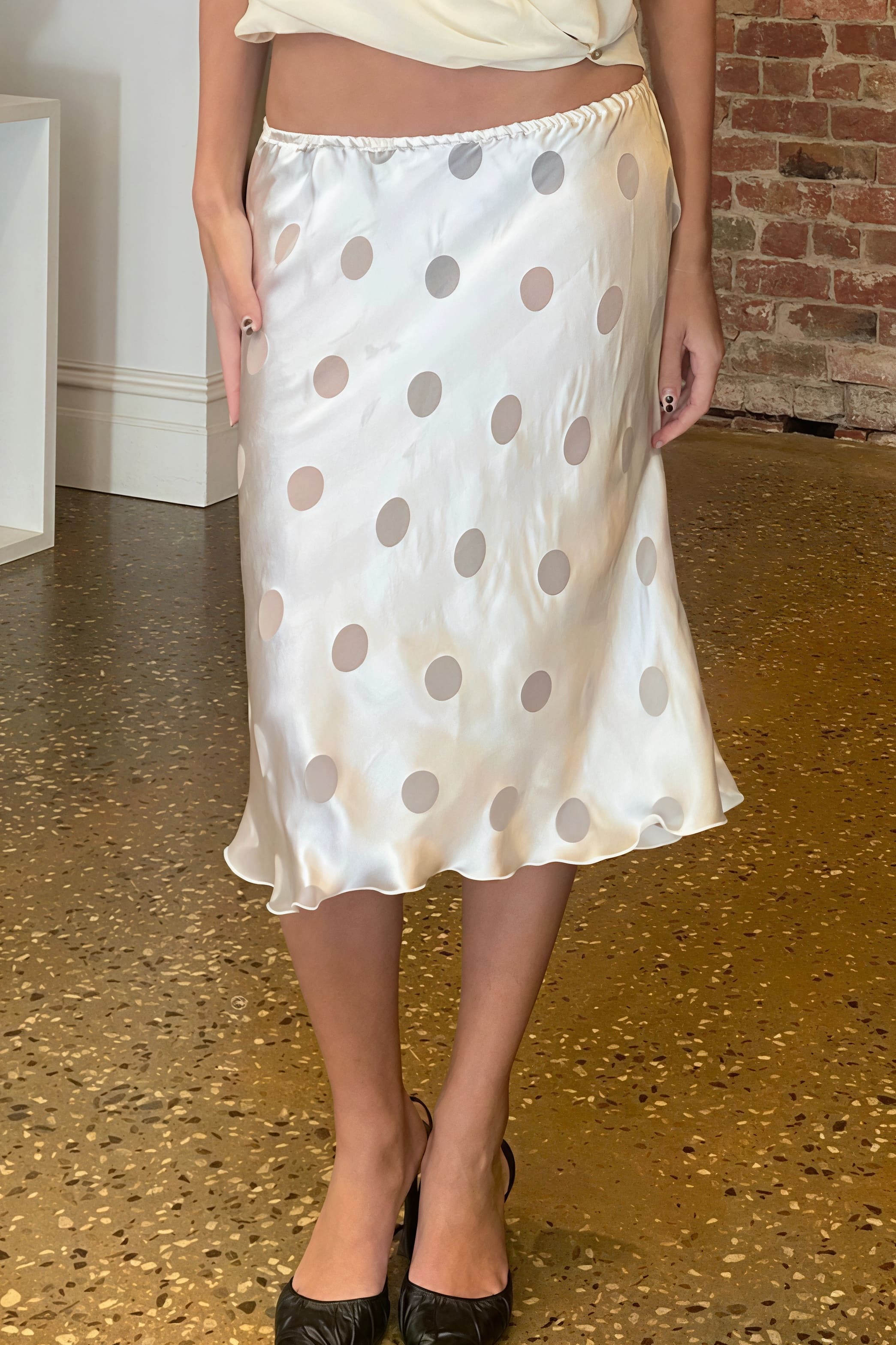 White Polka Dot Sheer Skirt