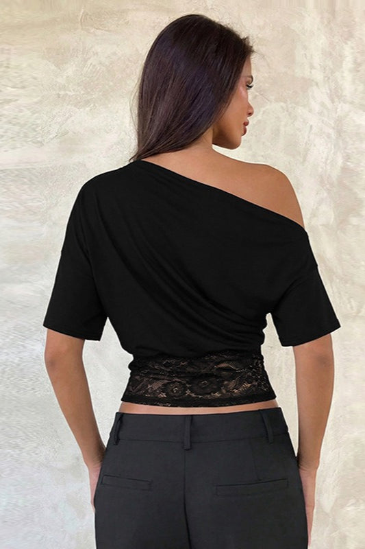 Off-Shoulder Lace Crop Top