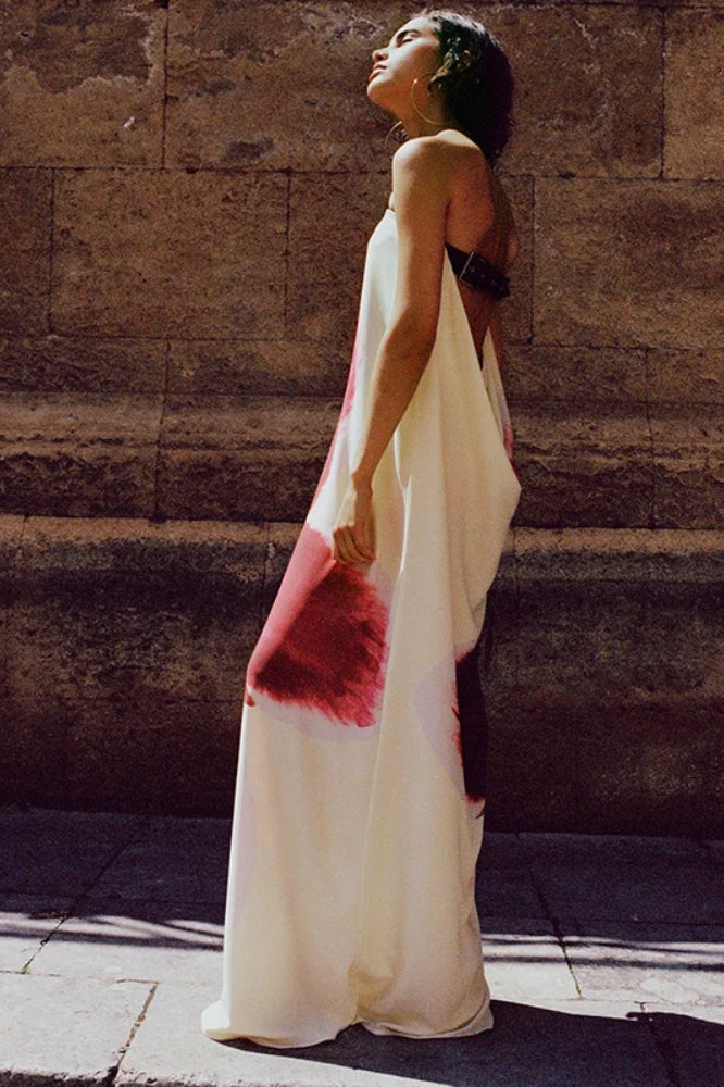 Floral Loose Backless Maxi Dress