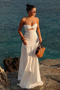 Solid Cutout Bandeau Maxi Dress