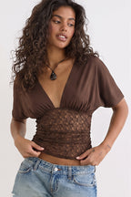 Batwing Lace-Splice Blouse