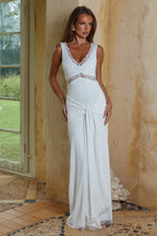 Lace-Panel Tie-Strap Bodycon Maxi Dress
