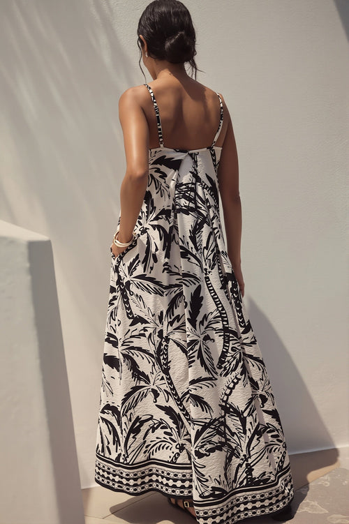 Coconut-Print Loose Boho Dress