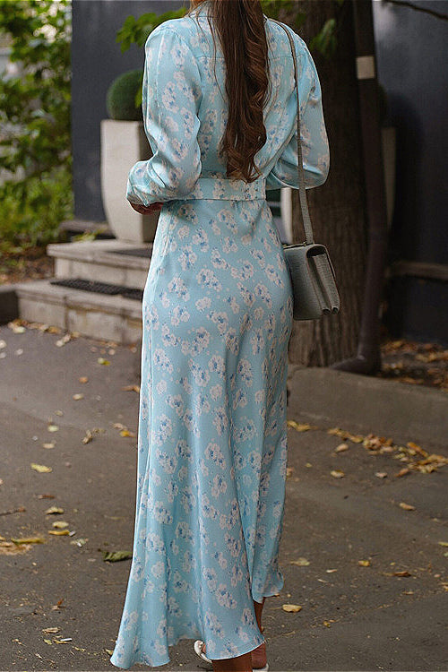 Floral Satin Collared Dress