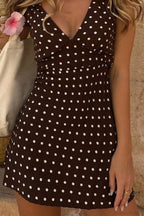Polka Dot Color-Block V-Neck Mini Dress