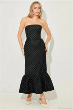 Polka Dot Off-Shoulder Strapless Maxi Dress