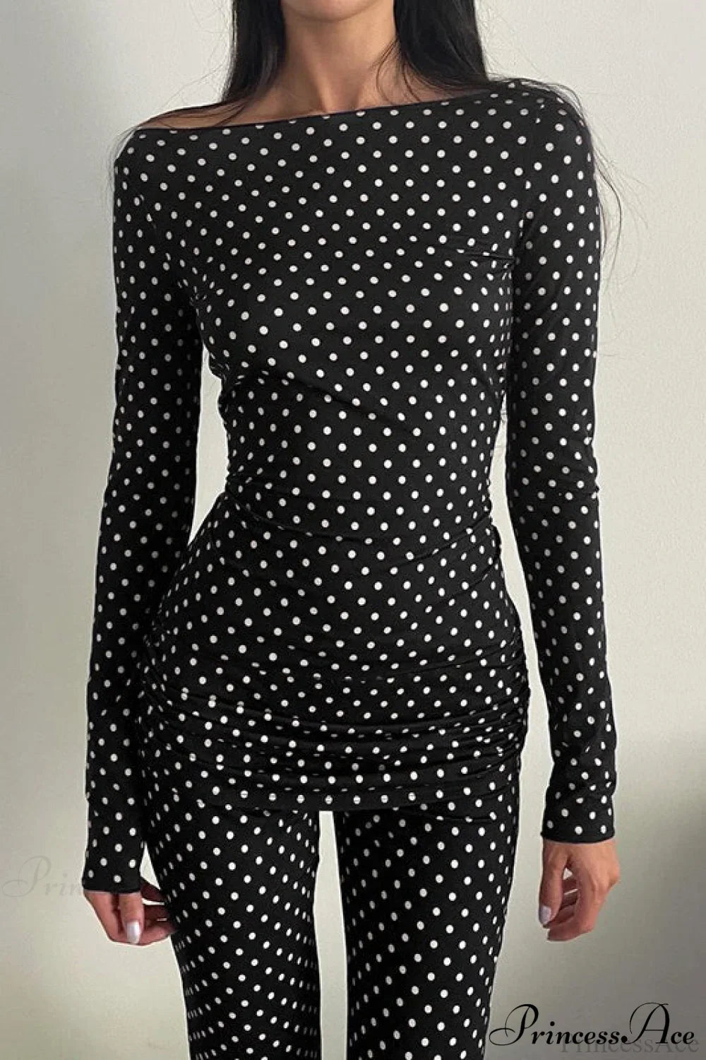 Polka Dot Off-Shoulder Two-Piece Set