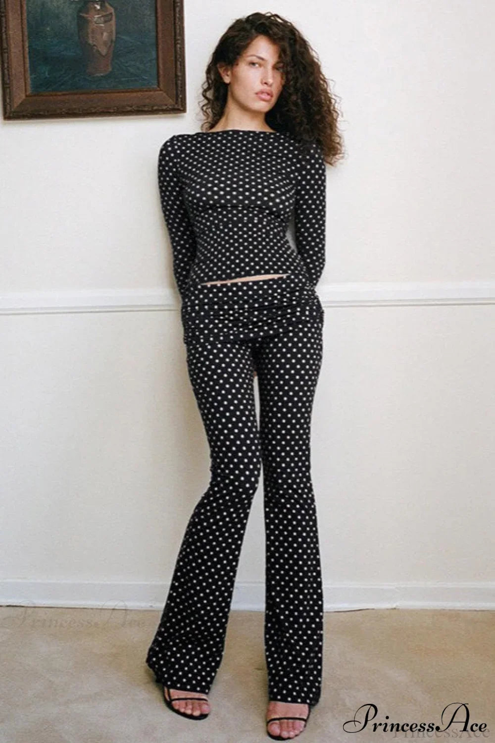 Polka Dot Off-Shoulder Two-Piece Set
