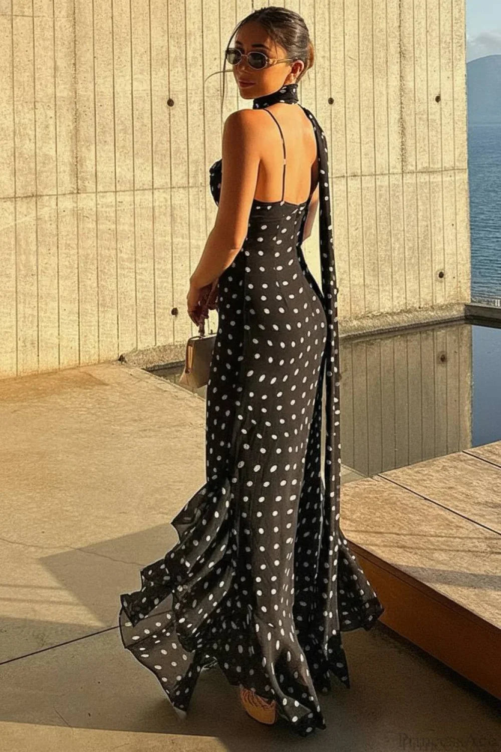 Ruffled Spaghetti-Strap Maxi Dress